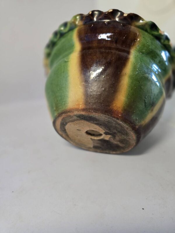 Ancien Pot de fleur jardinière  cache pot terre cuite vernissée
