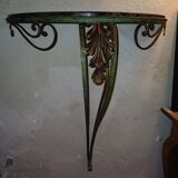 Wrought iron console, marble top 1940, 1950