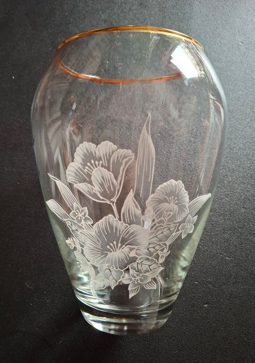 Large engraved crystal vase