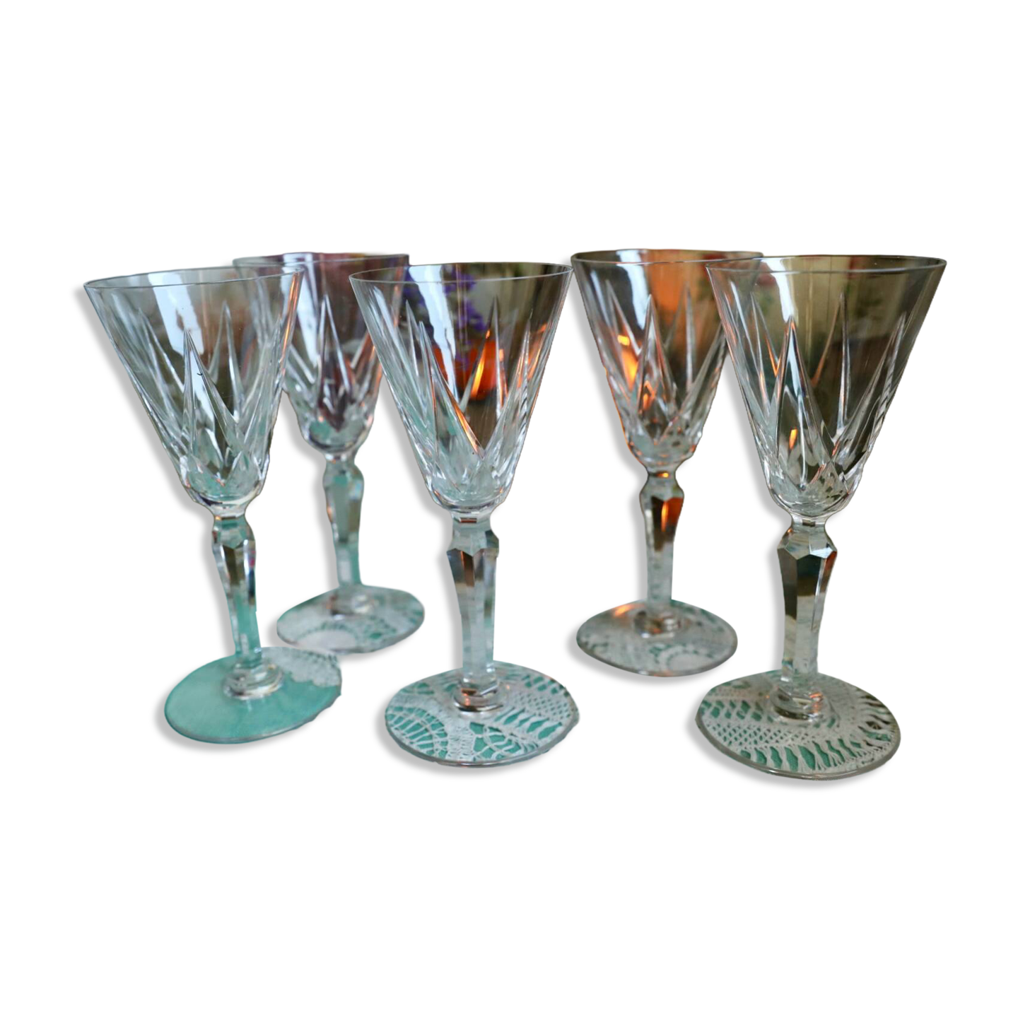 5 verres à vin rouge en cristal Saint Louis