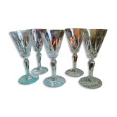 Set of 5 red wine glasses in Saint Louis crystal