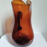 Vintage amber blown glass pitcher – Biot style – 1960s/70s