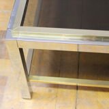 Coffee table with double trays in chrome and gold around 1970