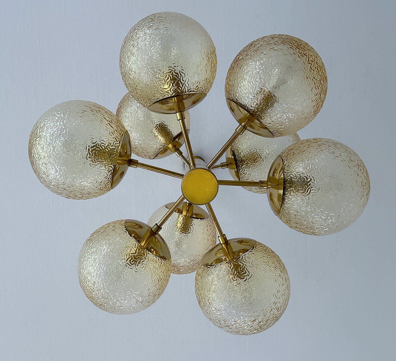 Grand lustre en verre de l'ère spatiale, années 1970