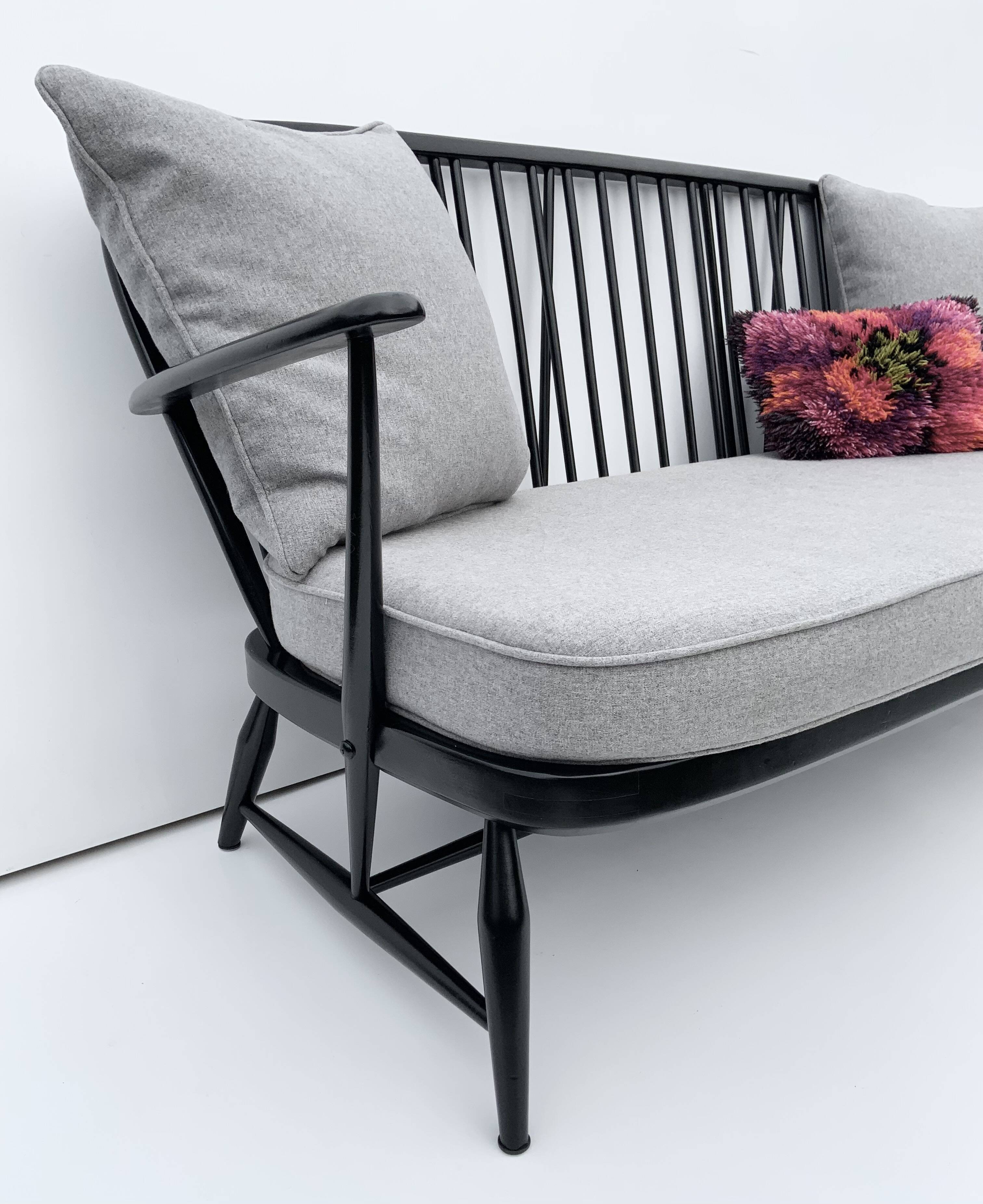 Mid-20th century Ercol Black wood sofa 3 seater
