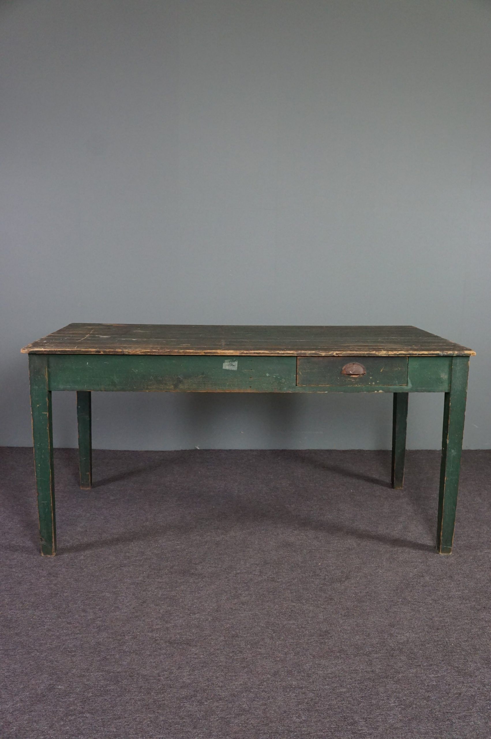 Farm dining table in pastry French green pine