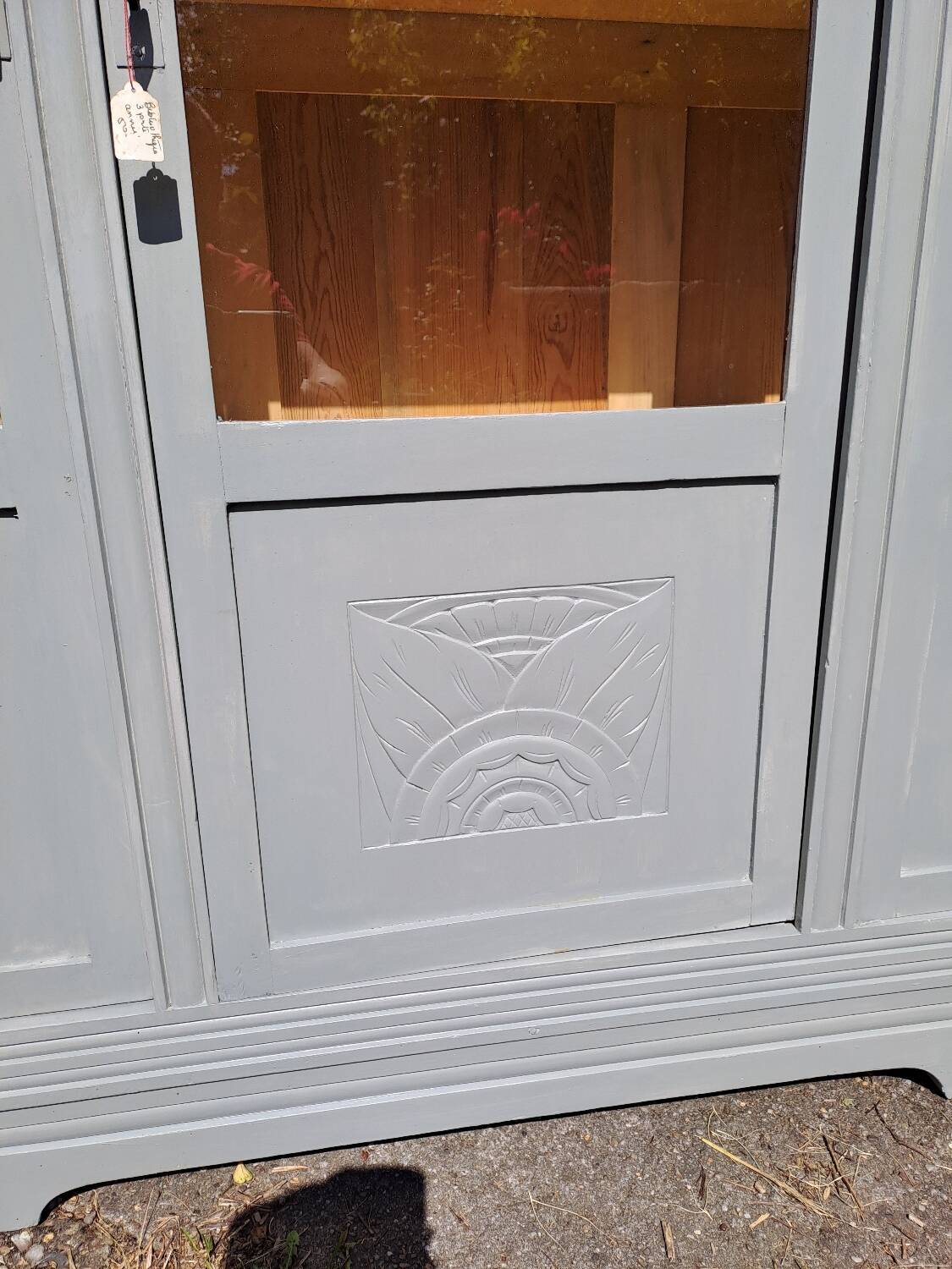 Art Deco 3-door glass bookcase