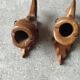 Duo de poissons porte-cure-dents vintage en bois sculpté