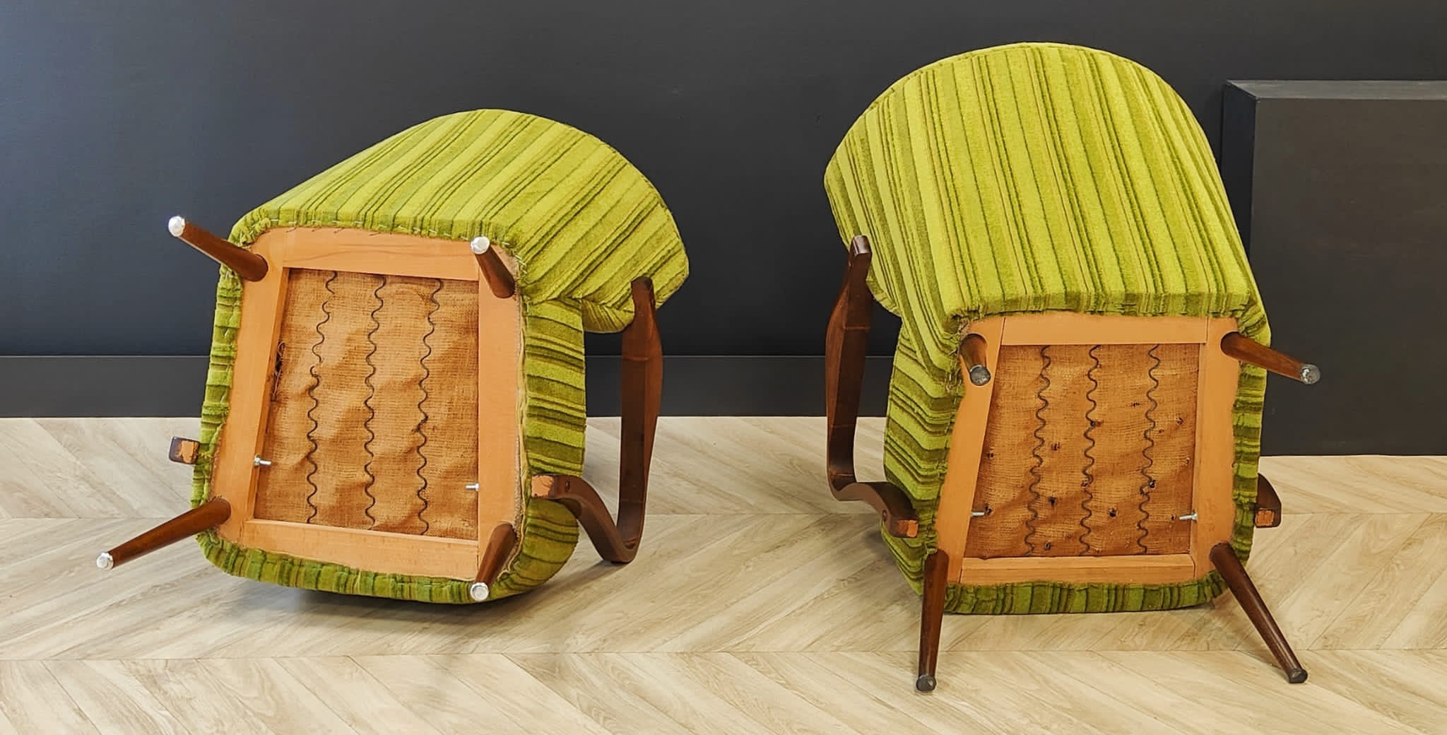 Two mid century cocktail chairs, vintage