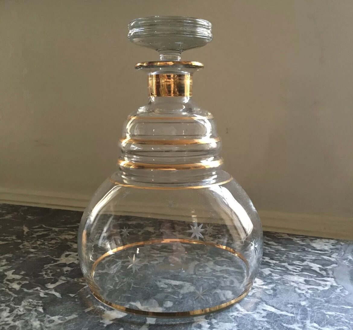 Golden glass carafons