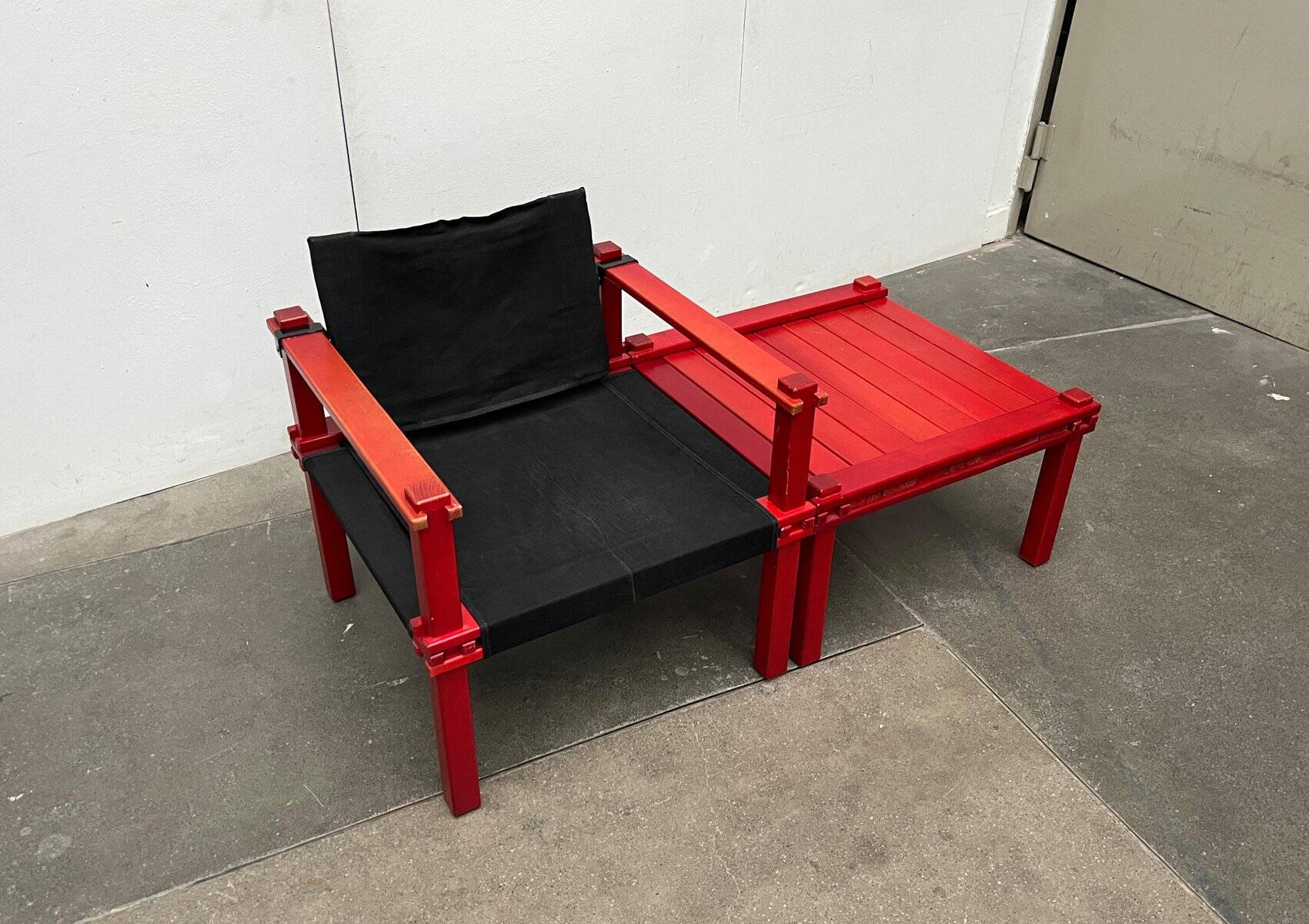 Mid-Century German Farmer Series chairs and table by Gerd Lange for Bofinger, 1960s, set of 5.