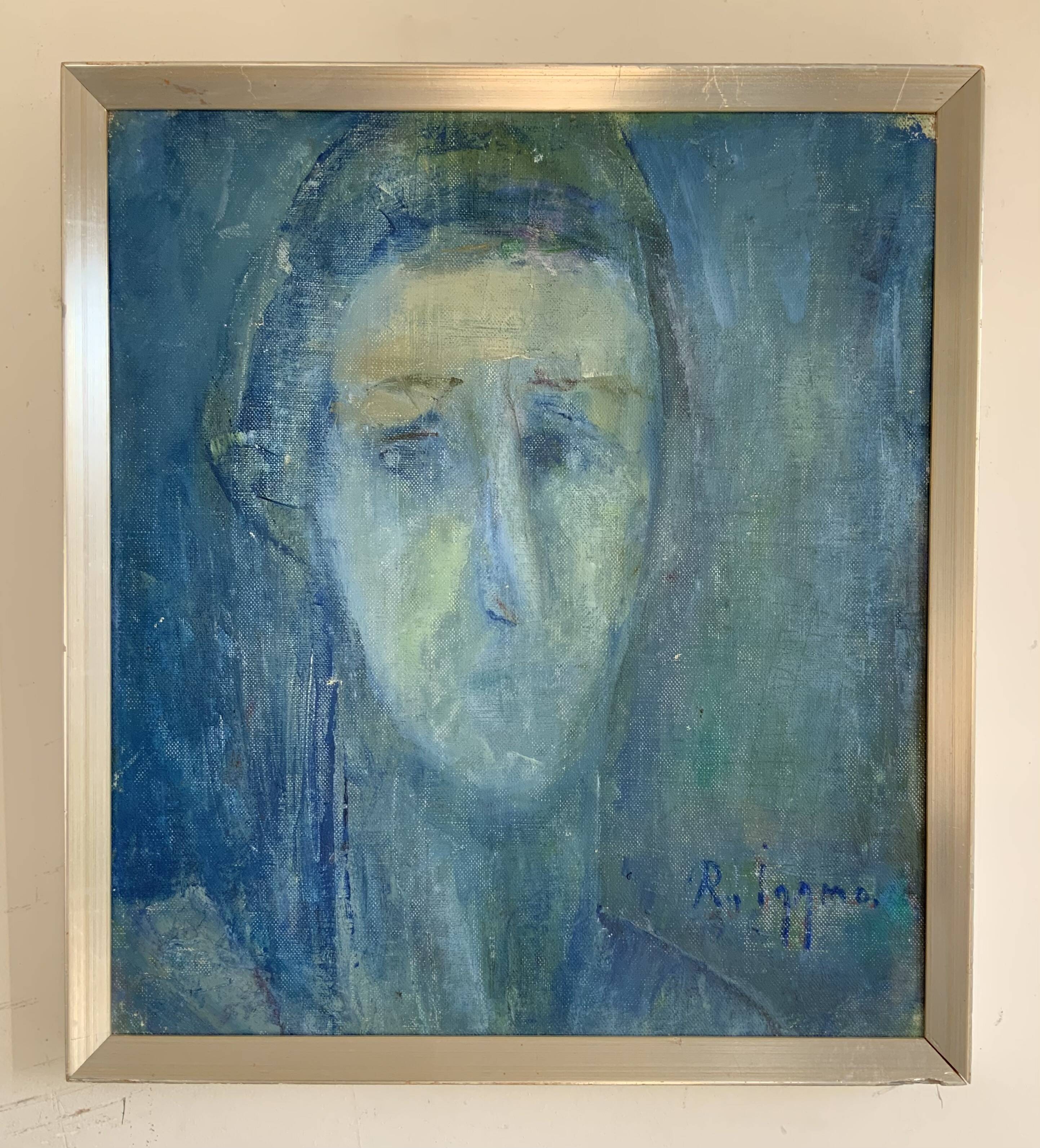 Original Rolf Iggmo Portrait Oil On Canvas Expressive Male Portrait Signed