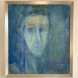 Portrait original de Rolf Iggmo, huile sur toile, portrait masculin expressif, signé