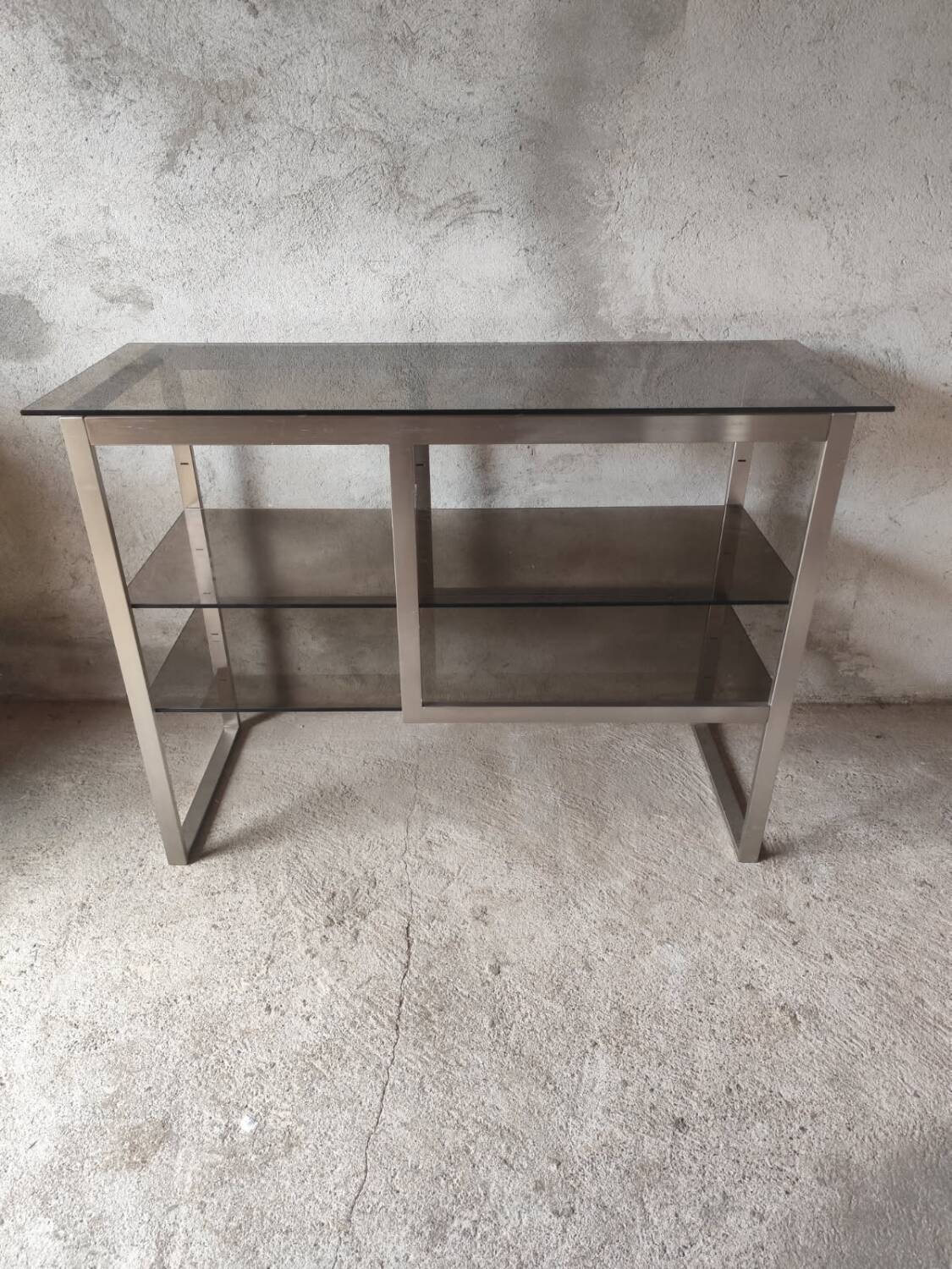 Seventies brushed metal console