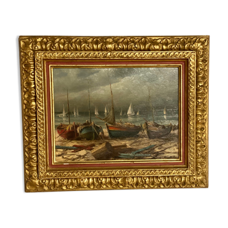Oil on canvas "fishing boats"