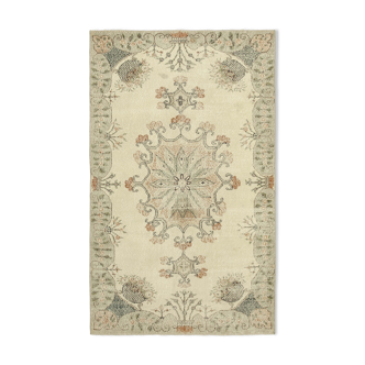 Tapis beige turc noué à la main 153 cm x 265 cm