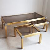 Trio de tables dorées vintage
