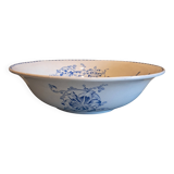 Ancienne plat/vasque Terre de Fer  motif fleuri bleu