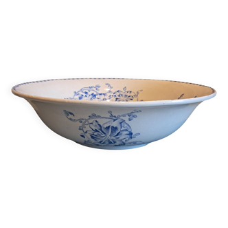Old Terre de Fer dish/basin with blue floral pattern