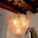 Chandelier "Leaves" murano mazzega, pink glass, italy, 1960