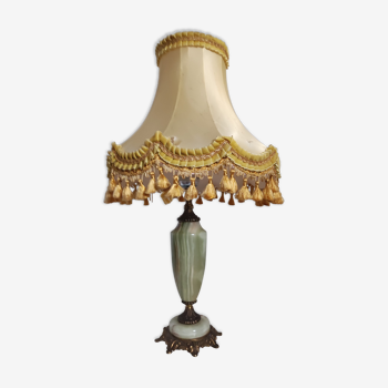 Foot lamp in onyx lampshade silk