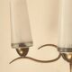 Two-light wall sconce in gilded metal with opaque glass shades, 1950/1960