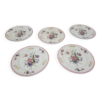 5 assiettes Bouquet de fleurs