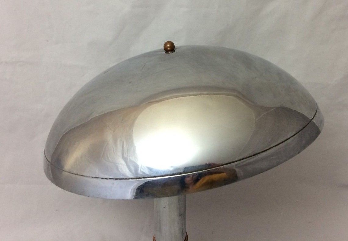 Lampe en chrome 1930 double patine art deco metal doré et cuivre