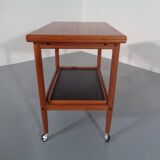 Teak Flip-Flop Expandable Cart with Removable Tray by Grete Jalk for Poul Jeppesens Møbelfabrik, Denmark, 1960s