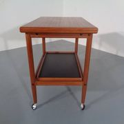 Teak Flip-Flop Expandable Cart with Removable Tray by Grete Jalk for Poul Jeppesens Møbelfabrik, Denmark, 1960s
