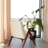 Vintage Lounge Chair Grey White Bouclè, Scandinavian Design