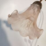 Water lily lamp in brass and glass paste, art nouveau style.