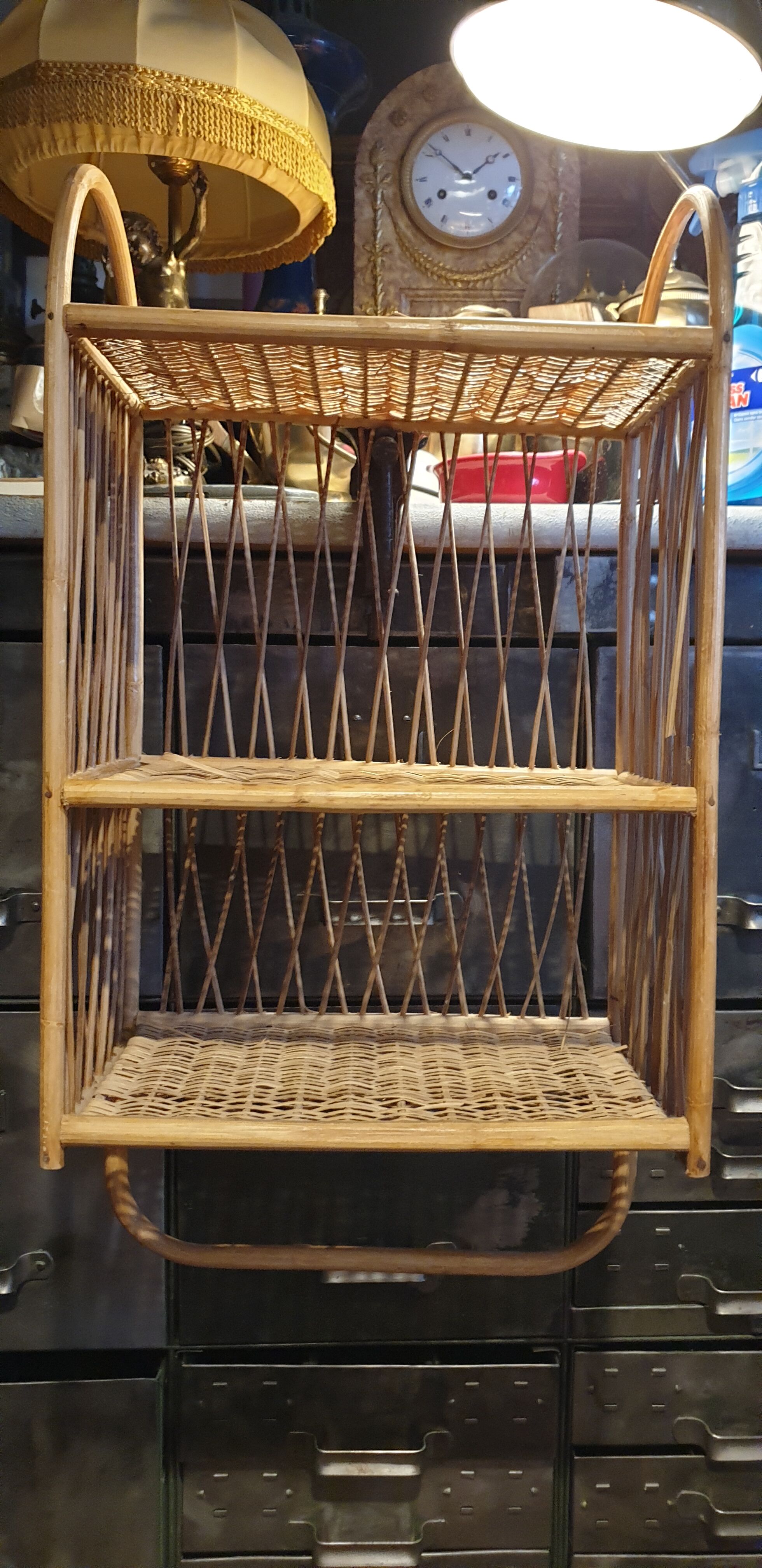 Mini rattan shelf