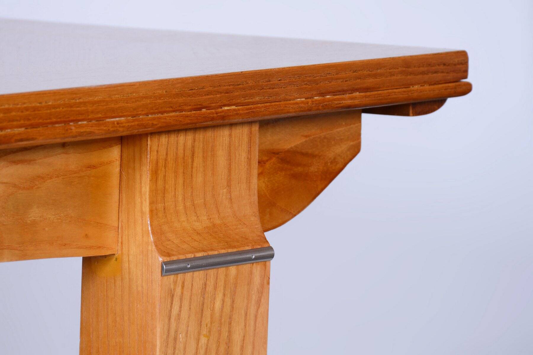 Art Deco Oak & Spruce Folding Table attributed to J. Leleu, France, 1920s