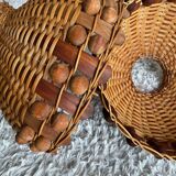 Pair of vintage wicker lampshades