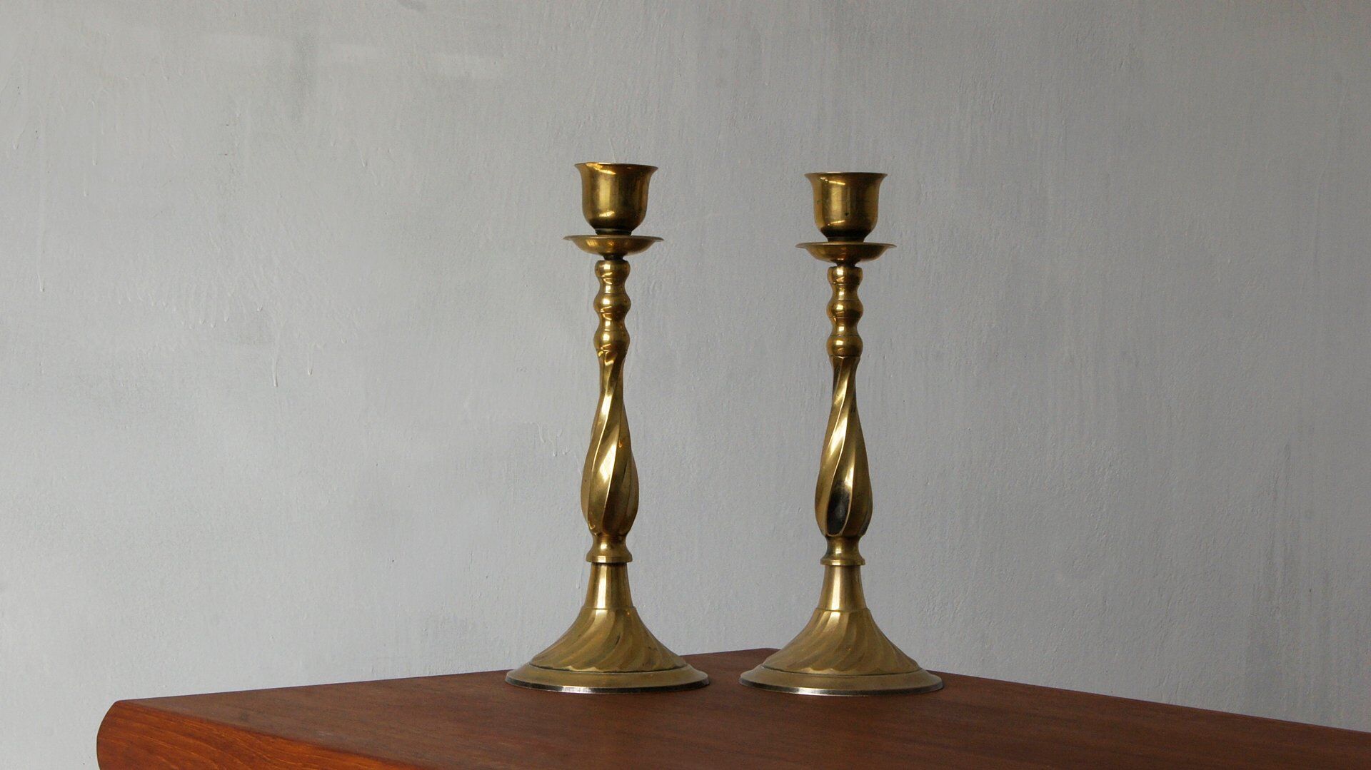 French brass candleholders, 1960, set of 2