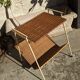 Serving side table door magazine rattan and vintage metal