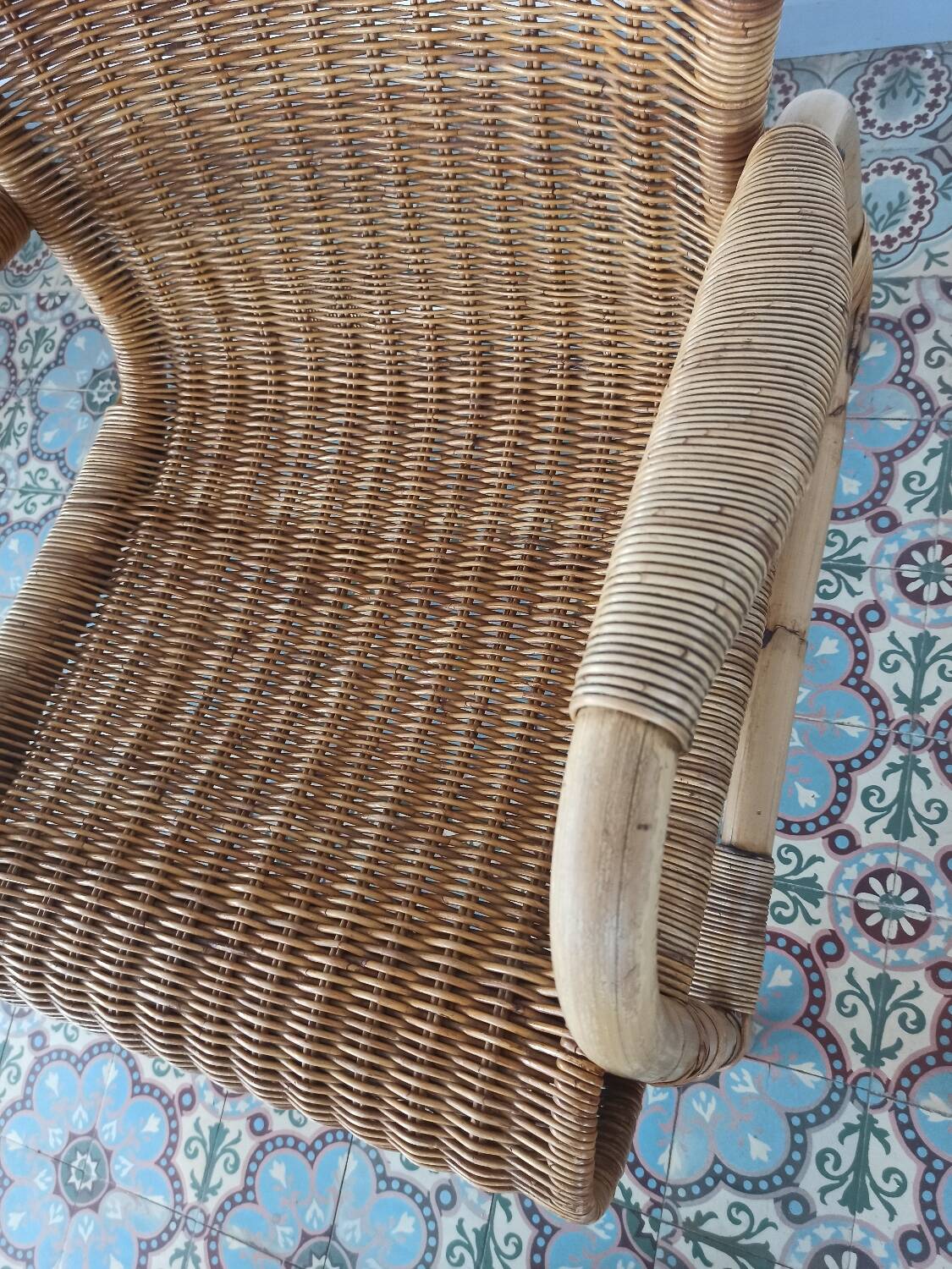 Bamboo and rattan armchair, 50s