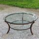 Round coffee table Perre Vandel Villa d'Este double tops in glass base gold metal