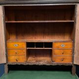 Antique painted pine desk or secretaire with wall unit from Germany late 1800s.