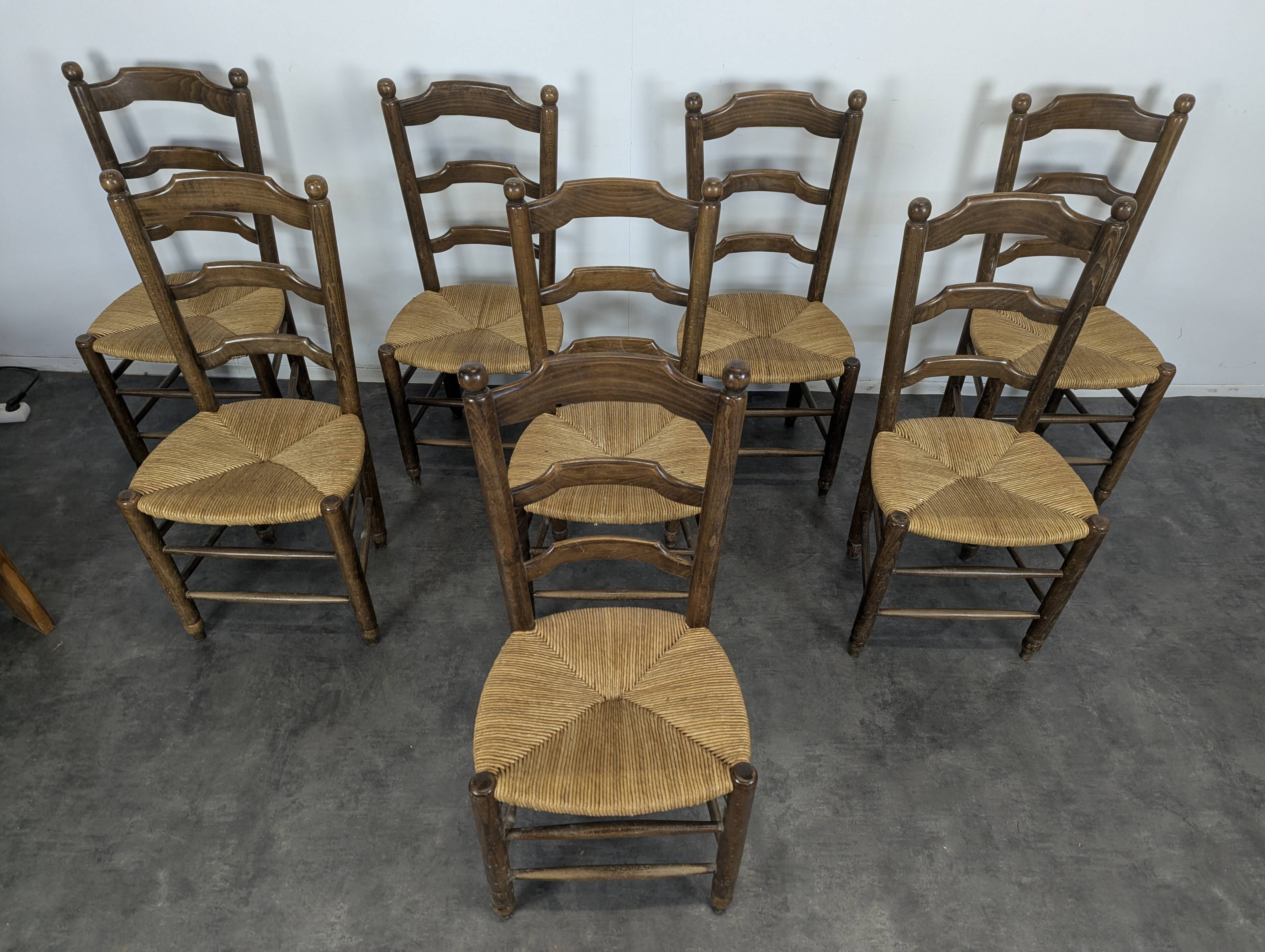 Séries de 8 chaises paillées
