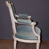 Pair Of Louis XVI Style Armchairs In White Lacquered Walnut Around 1900