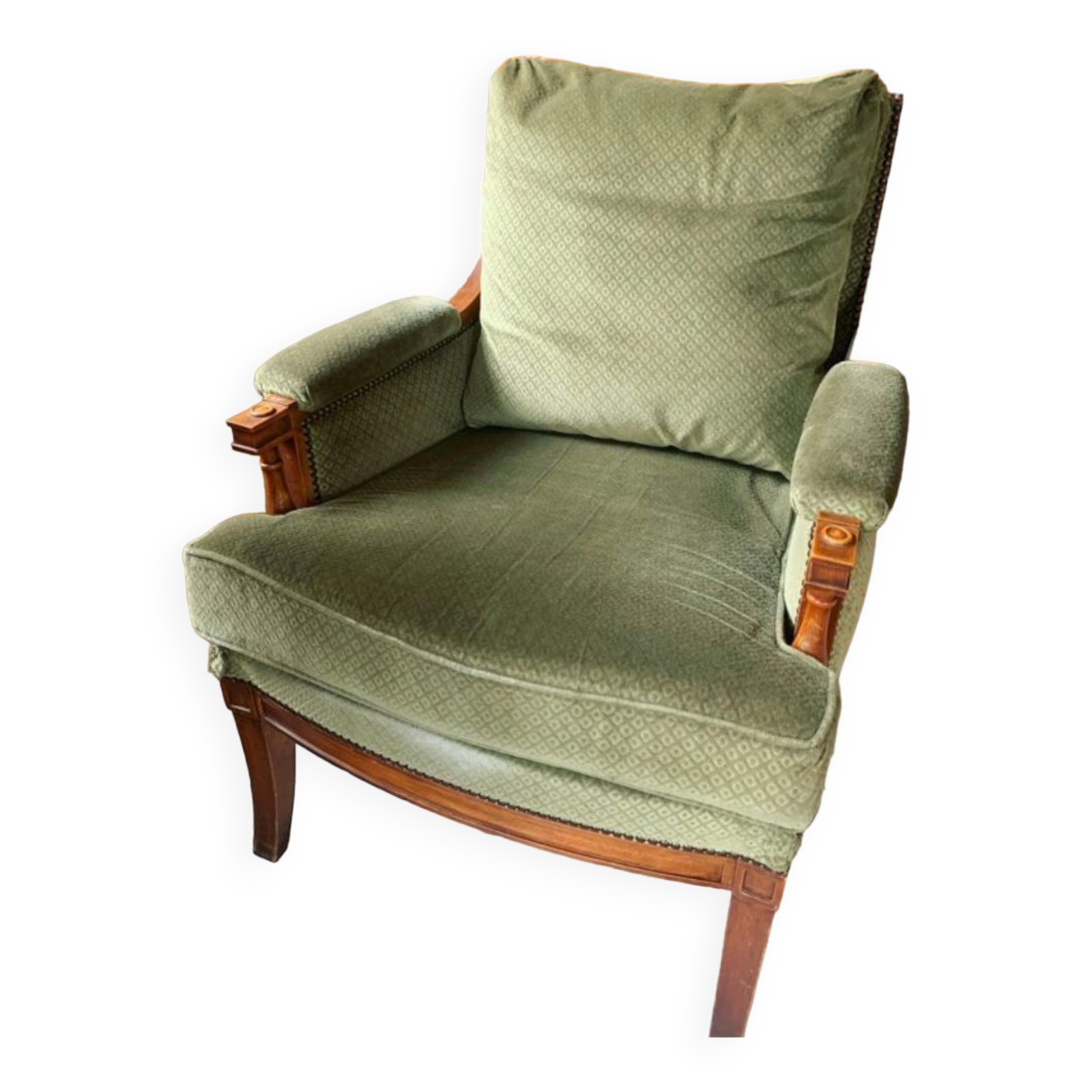 Green "Bergère" armchair