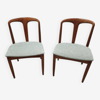 Ensemble de deux chaises de salle à manger modernes en teck Juliane par J. Andersen