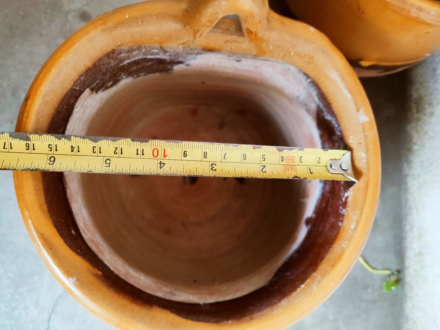 Duo of glazed terracotta pots