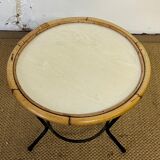 Round rattan side table