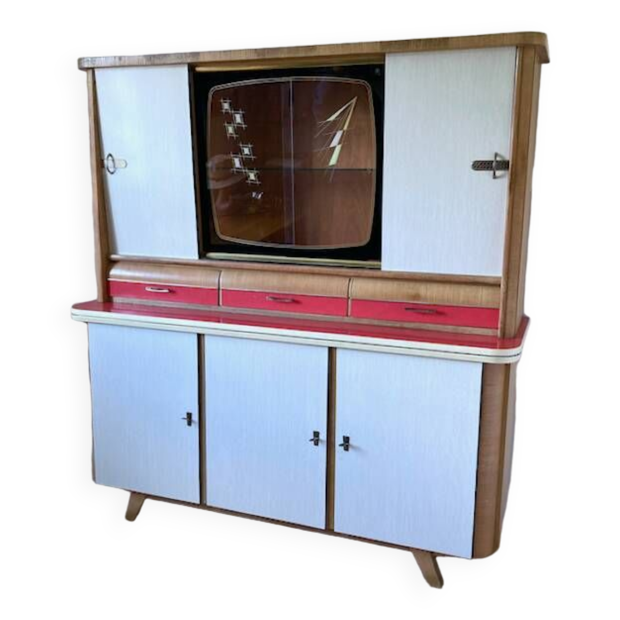 Vintage Formica wood sideboard