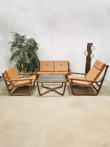 Vintage bamboo rattan lounge set