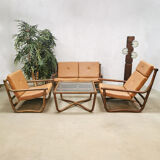 Vintage bamboo rattan lounge set