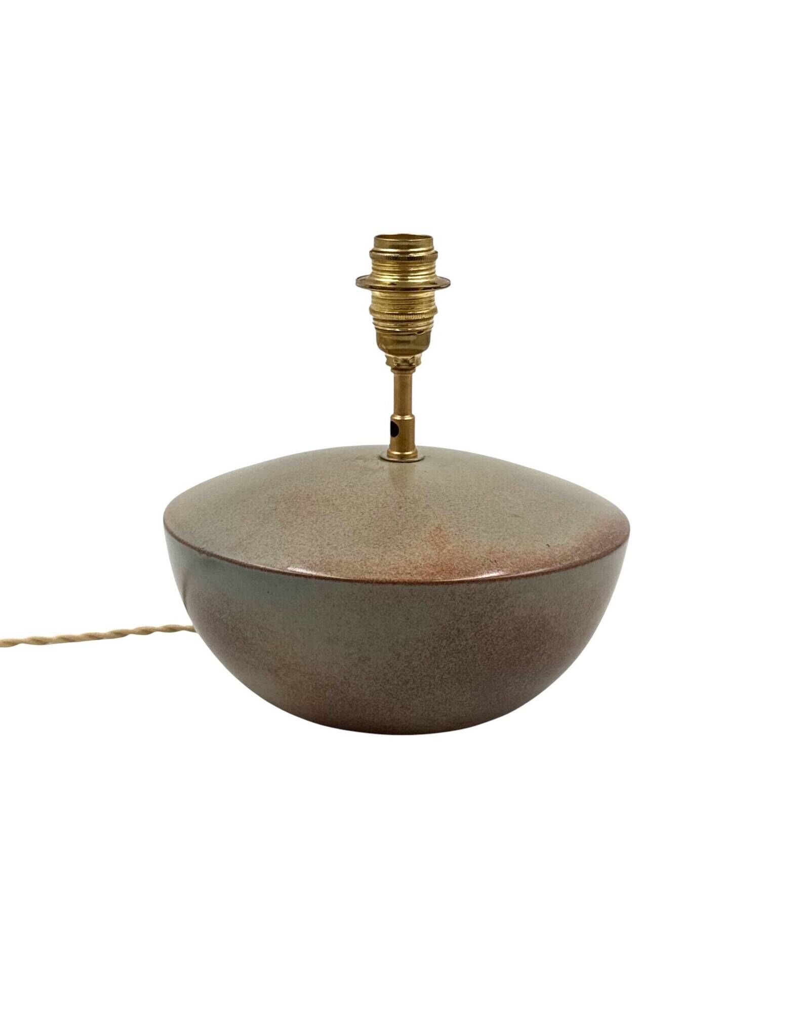 Mid-century modern green ceramic lamp base, Alain di Bin France 1960s